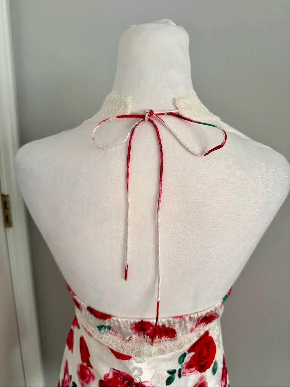 NWT (S) For Love & Lemons Carol Halter Slip Dress - Cottage Rose Satin - Picture 8 of 11